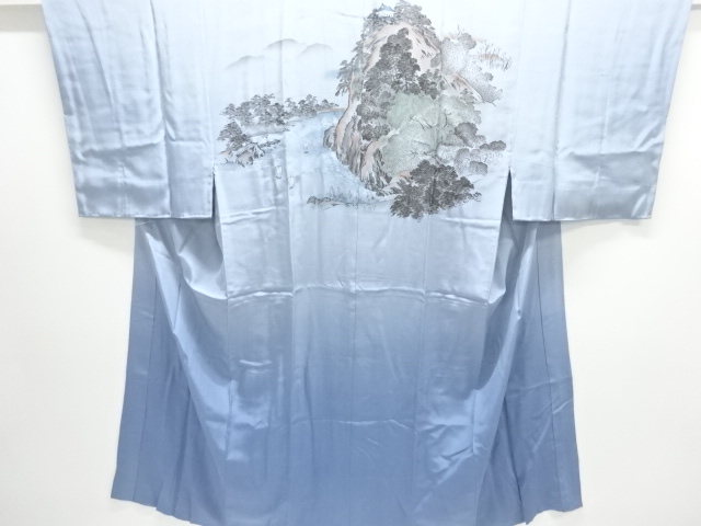 JAPANESE KIMONO / ANTIQUE MENS HITOE JUBAN / SILK / SCENERY